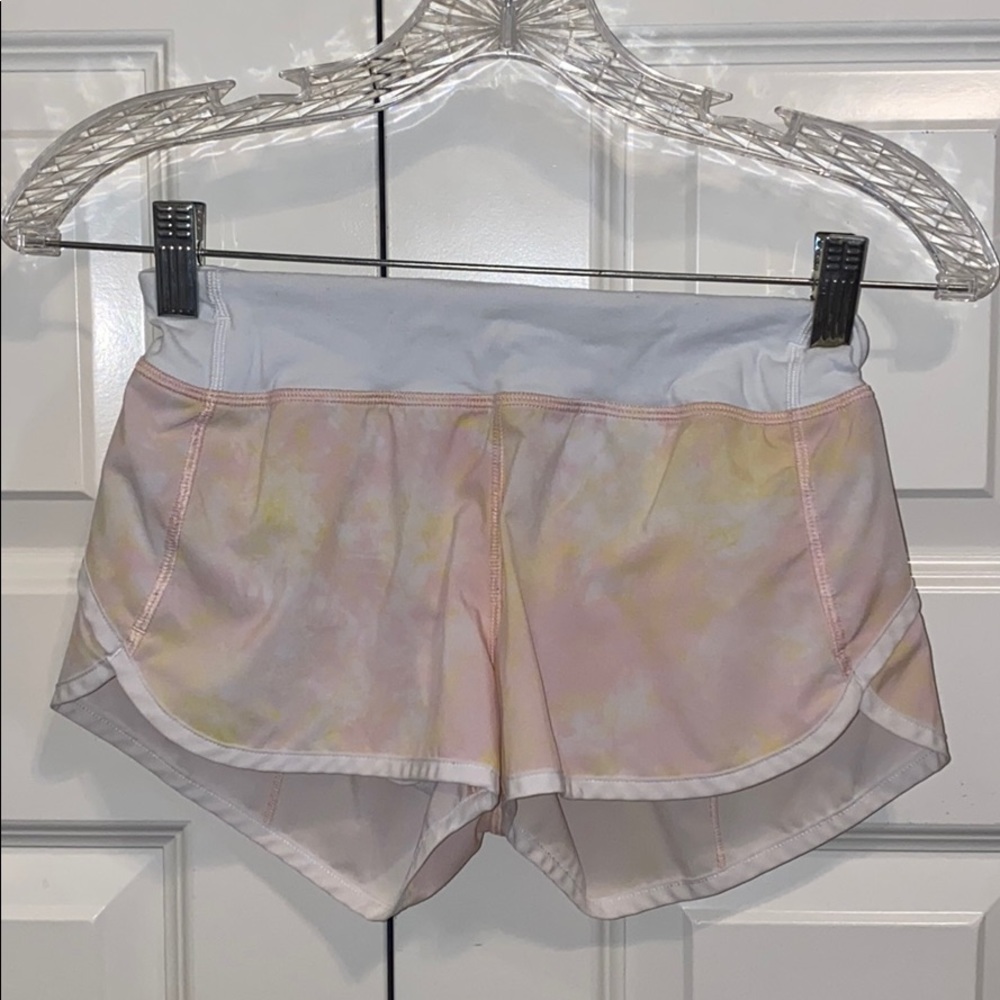 pink and yellow tie dye ivivva shorts - size 12